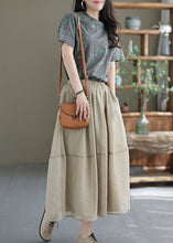 Load image into Gallery viewer, Unique Khaki Elastic Waist Patchwork Tulle Skirts Summer