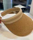 Unique Khaki Floral Straw Woven Floppy Sun Hat