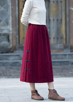 Unique Mulberry Button Fine Cotton Filled Skirts Winter
