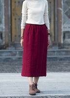 Unique Mulberry Button Fine Cotton Filled Skirts Winter