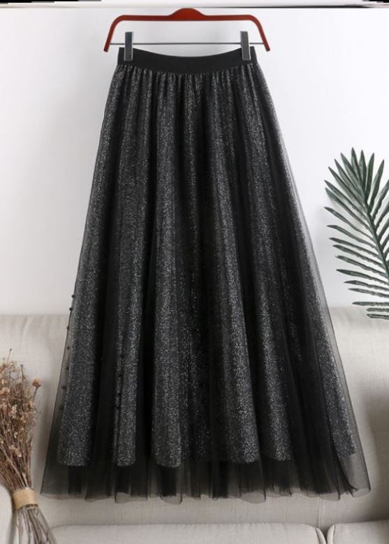 Unique Pink Nail bead Patchwork Tulle A Line Skirts Spring