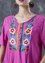 Load image into Gallery viewer, Unique Rose Embroideried Pockets Linen Holiday Dress Summer
