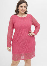 Load image into Gallery viewer, Unique Rose O-Neck Floral Lace Mid Dress Fall