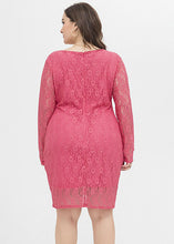 Load image into Gallery viewer, Unique Rose O-Neck Floral Lace Mid Dress Fall