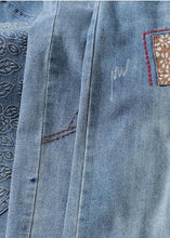 Load image into Gallery viewer, Unique Spring Trousers Casual Denim Blue Wardrobes Elastic Waist Leaf Pant
