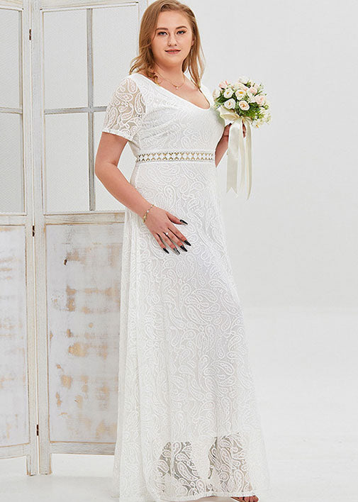 Unique White Hollow Out Patchwork Lace Party Dress Summer