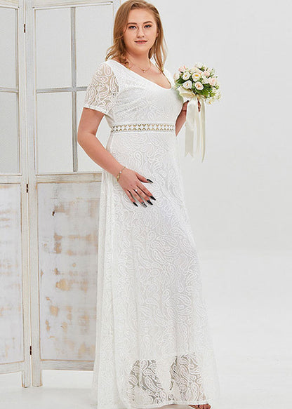 Unique White Hollow Out Patchwork Lace Party Dress Summer