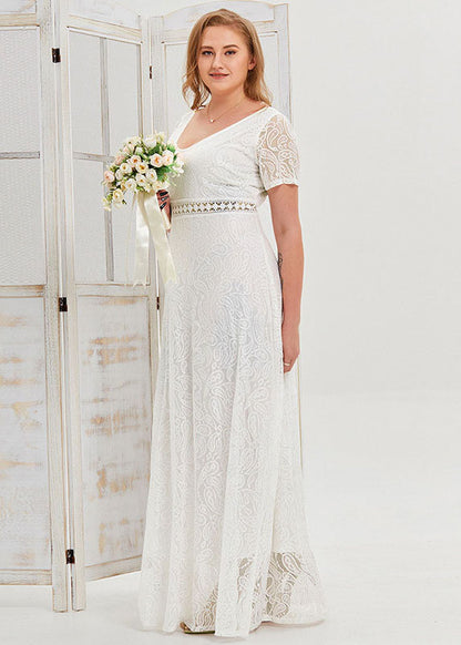 Unique White Hollow Out Patchwork Lace Party Dress Summer