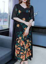 Load image into Gallery viewer, Unique Yellow V Neck Print Patchwork Chiffon Dresses Summer