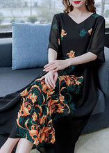 Load image into Gallery viewer, Unique Yellow V Neck Print Patchwork Chiffon Dresses Summer