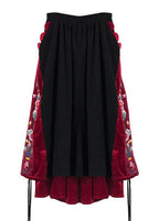 Unique black cotton quilting Skirts drawstring patchwork Skirts