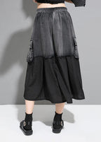Unique cotton Fitted Street Personality Chiffon Stitching A-Line Skirt