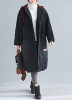 Unique denim black fine casual coats women Inspiration hooded patchwork spring outwears