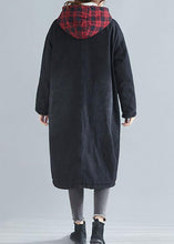 Load image into Gallery viewer, Unique denim black fine casual coats women Inspiration hooded patchwork spring outwears