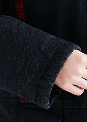 Unique denim black fine casual coats women Inspiration hooded patchwork spring outwears