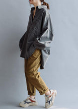 Load image into Gallery viewer, Unique denim gray cotton Blouse low high design daily fall blouses