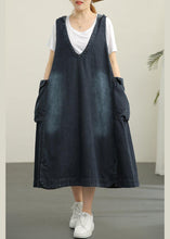 Load image into Gallery viewer, V-neck Denim Dress Double Pocket Loose LARGE T-Shirt 2021 Two Piece Set