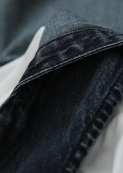 V-neck Denim Dress Double Pocket Loose LARGE T-Shirt 2021 Two Piece Set