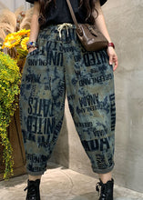 Load image into Gallery viewer, Vintage Blue Cinched Graphic denim Pants Spring