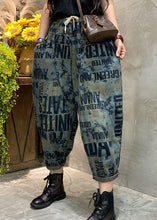 Load image into Gallery viewer, Vintage Blue Cinched Graphic denim Pants Spring