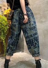 Load image into Gallery viewer, Vintage Blue Cinched Graphic denim Pants Spring