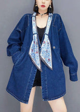 Load image into Gallery viewer, Vintage Denim Blue V Neck Pockets Button Fall Shirts Long Sleeve
