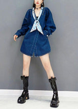 Load image into Gallery viewer, Vintage Denim Blue V Neck Pockets Button Fall Shirts Long Sleeve