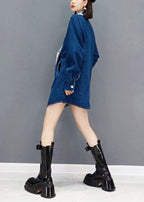 Vintage Denim Blue V Neck Pockets Button Fall Shirts Long Sleeve