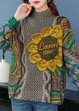 Load image into Gallery viewer, Vintage Green Oversized Print Thick Wool Knit Top Winter