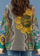 Load image into Gallery viewer, Vintage Green Oversized Print Thick Wool Knit Top Winter