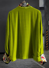 Load image into Gallery viewer, Vintage Green Stand Collar Embroideried Button Silk Velour Outwear Spring
