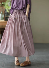 Load image into Gallery viewer, Vintage Light Purple Elegant Patchwork Tie Waist Summer Skirt Linen