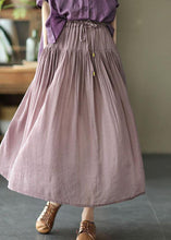 Load image into Gallery viewer, Vintage Light Purple Elegant Patchwork Tie Waist Summer Skirt Linen