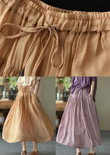 Load image into Gallery viewer, Vintage Light Purple Elegant Patchwork Tie Waist Summer Skirt Linen