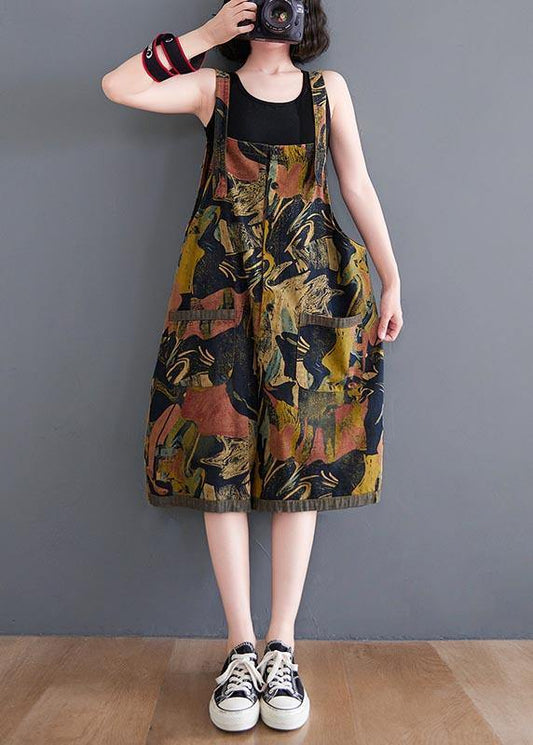 Vintage Navy Print Button Summer Romper