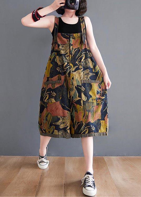 Vintage Navy Print Button Summer Romper