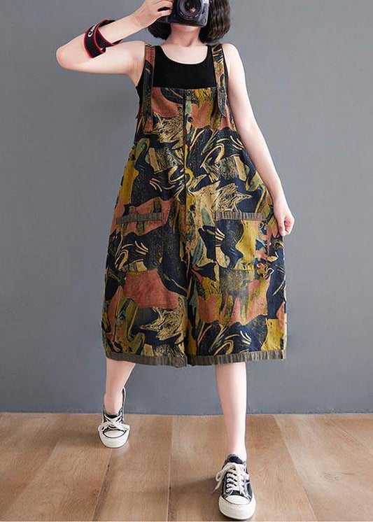 Vintage Navy Print Button Summer Romper