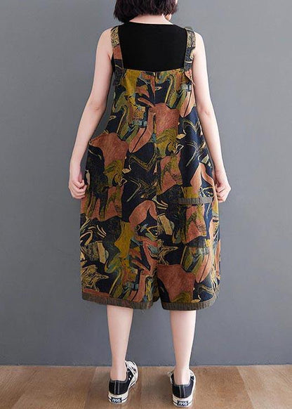 Vintage Navy Print Button Summer Romper