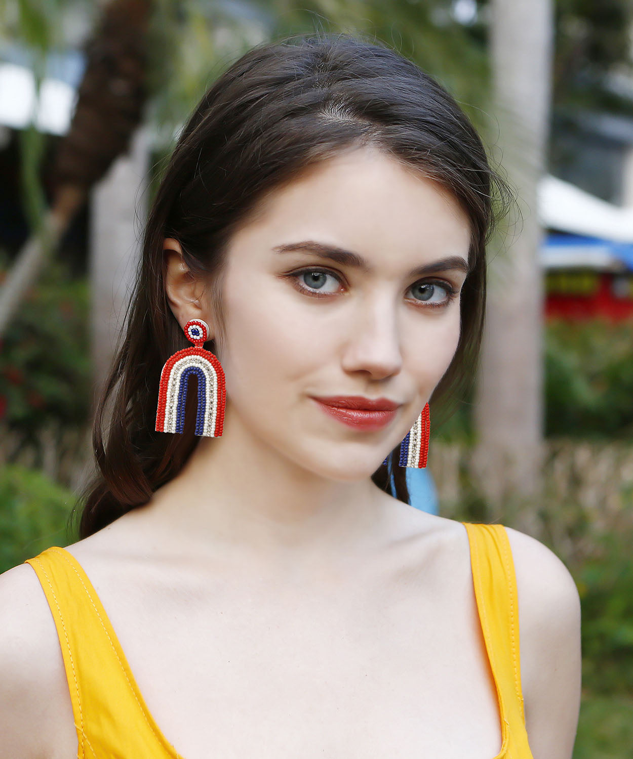 Vintage Rainbow Rice Ball Knit Fabric U Shaped Drop Earrings