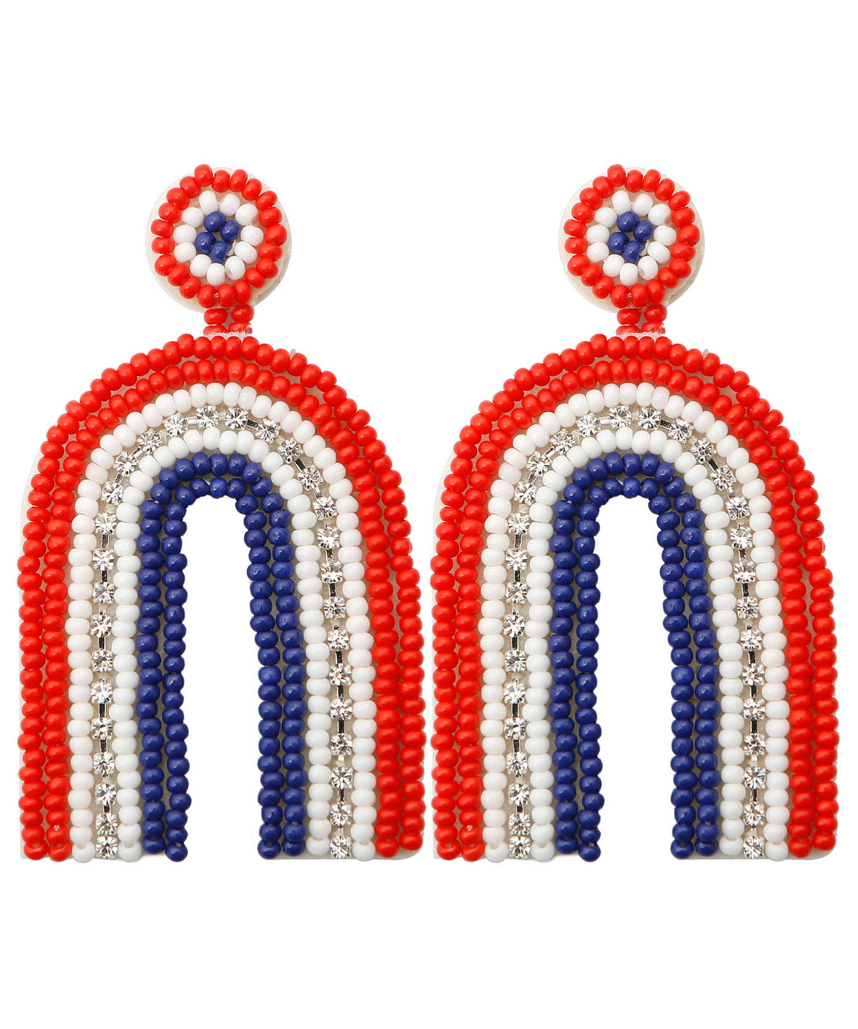 Vintage Rainbow Rice Ball Knit Fabric U Shaped Drop Earrings