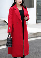 Vintage Red Silm Fit Double Breast Woolen Coat Fall