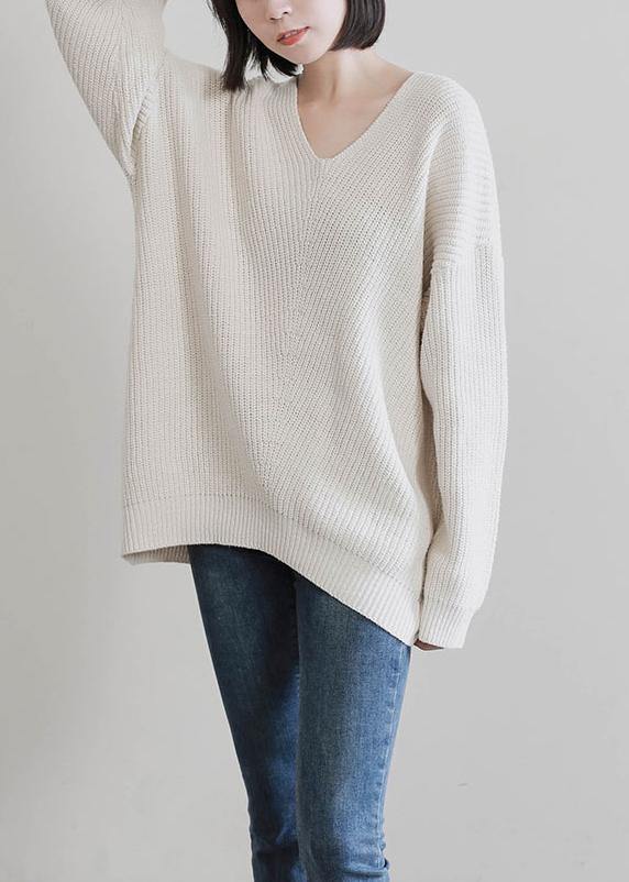 Vintage beige knit tops fall fashion v neck Batwing Sleeve knitted t shirt