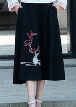 Load image into Gallery viewer, Vivid A line skirts Cotton Drops Design Runway black embroidery short skirt Summer
