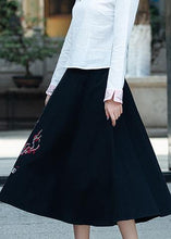 Load image into Gallery viewer, Vivid A line skirts Cotton Drops Design Runway black embroidery short skirt Summer