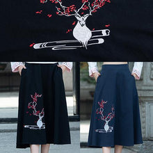 Load image into Gallery viewer, Vivid A line skirts Cotton Drops Design Runway black embroidery short skirt Summer