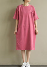 Load image into Gallery viewer, Vivid o neck pockets Cotton tunic Tutorials pink Dress summer