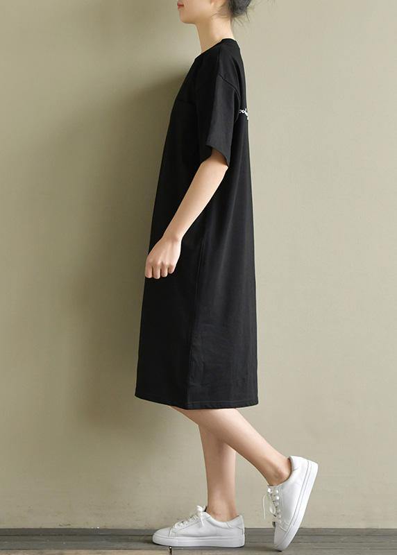 Vivid o neck pockets Cotton tunic Tutorials pink Dress summer