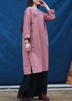 Vivid pink quilting dresses o neck Chinese Button Dresses  Dresses