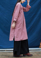 Vivid pink quilting dresses o neck Chinese Button Dresses  Dresses