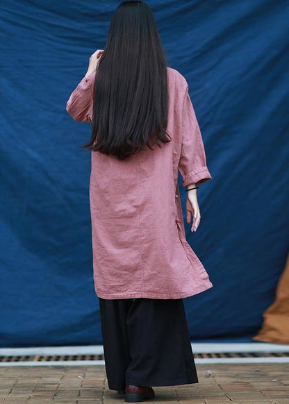 Vivid pink quilting dresses o neck Chinese Button Dresses  Dresses